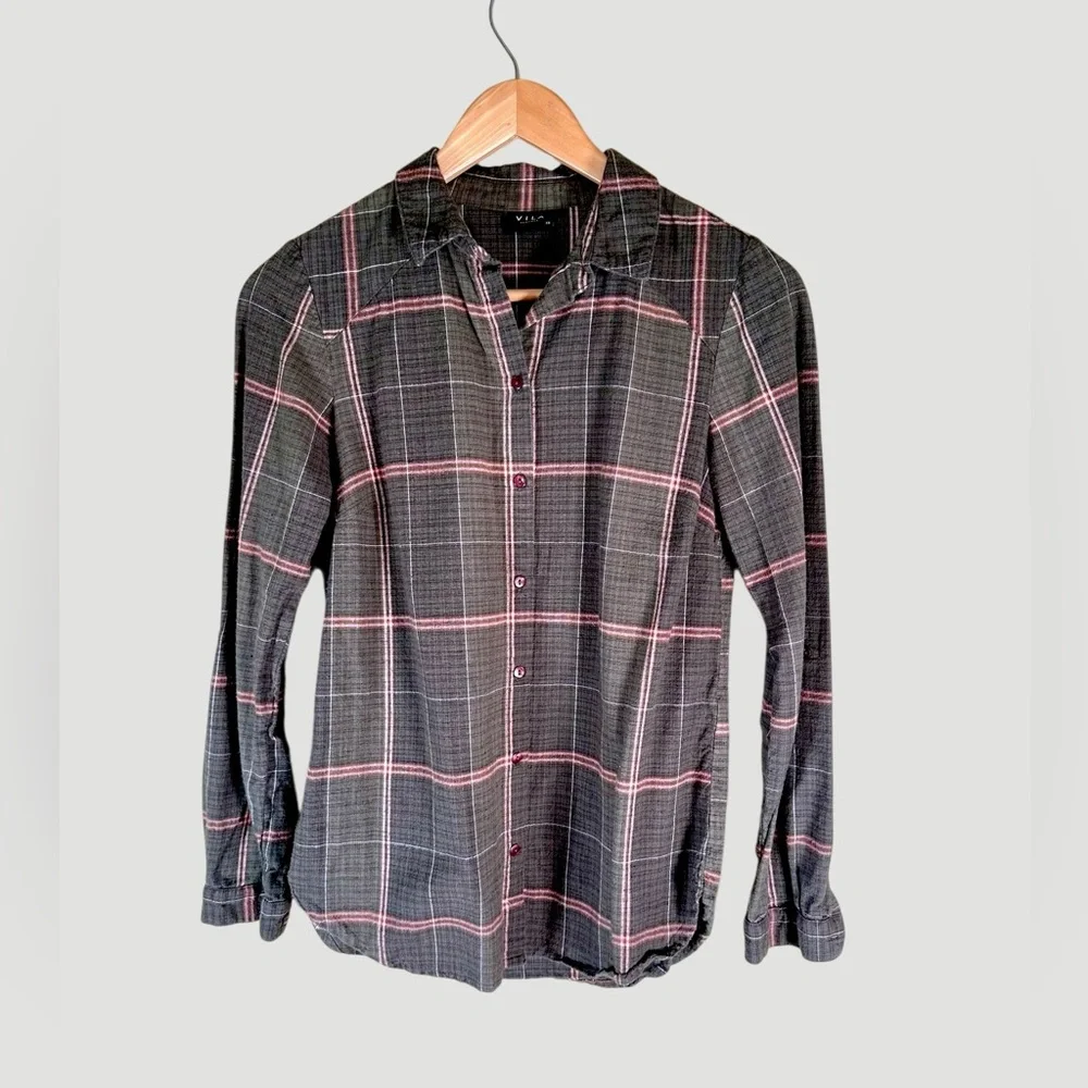 VILA Women’s Plaid Button Down Shirt in 100% cotton - Picture 1 of 8